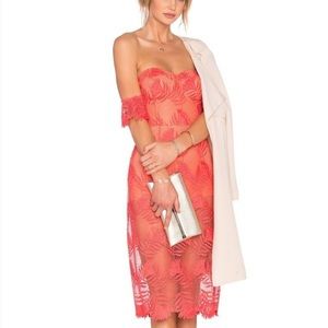 Lovers + friends BREATHLESS MIDI DRESS CORAL REEF